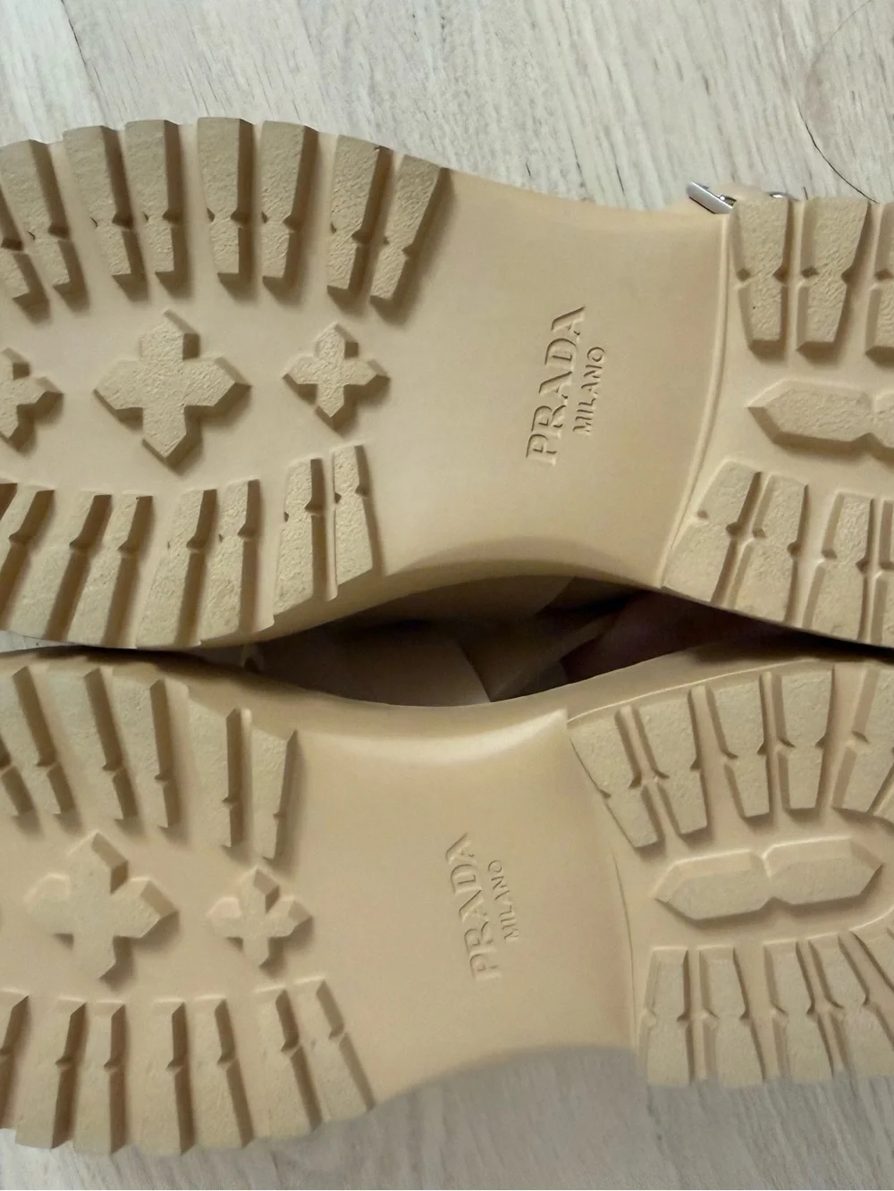 AUTHENTIC Prada Soft Cage Beige Platform Slingback Sandals (Size 37)